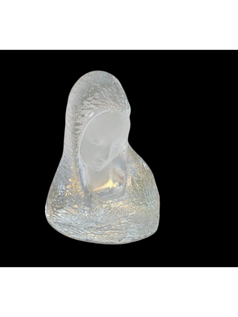 Vintage Viking Glass Madonna Figurine Frosted & Textured Handcrafted Religious D